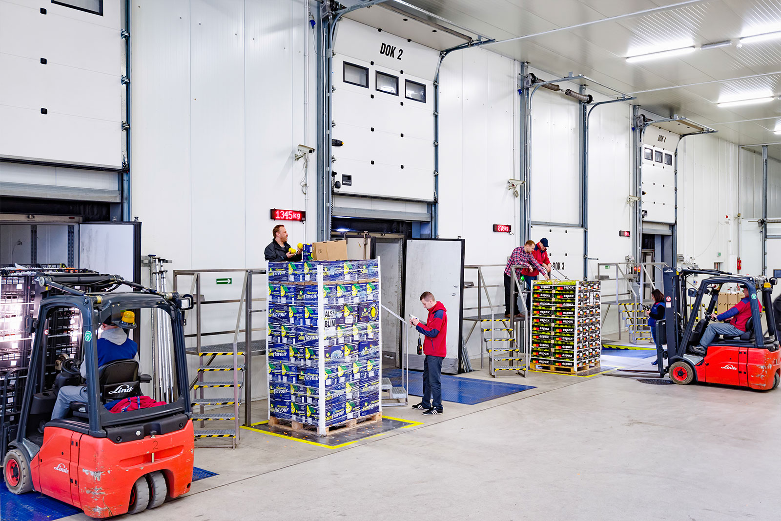 Forklift in warehouse